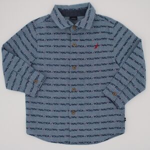 Nautica Boys Light Blue Button-Down Shirt 3T Long Sleeve Logo